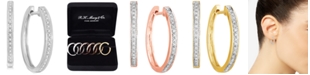 Macy's 3-Pc. Set Diamond Small Hoop Earrings (1/3 ct. t.w.) in Sterling Silver, Gold-Plate & Rose Gold-Plate, 0.75"